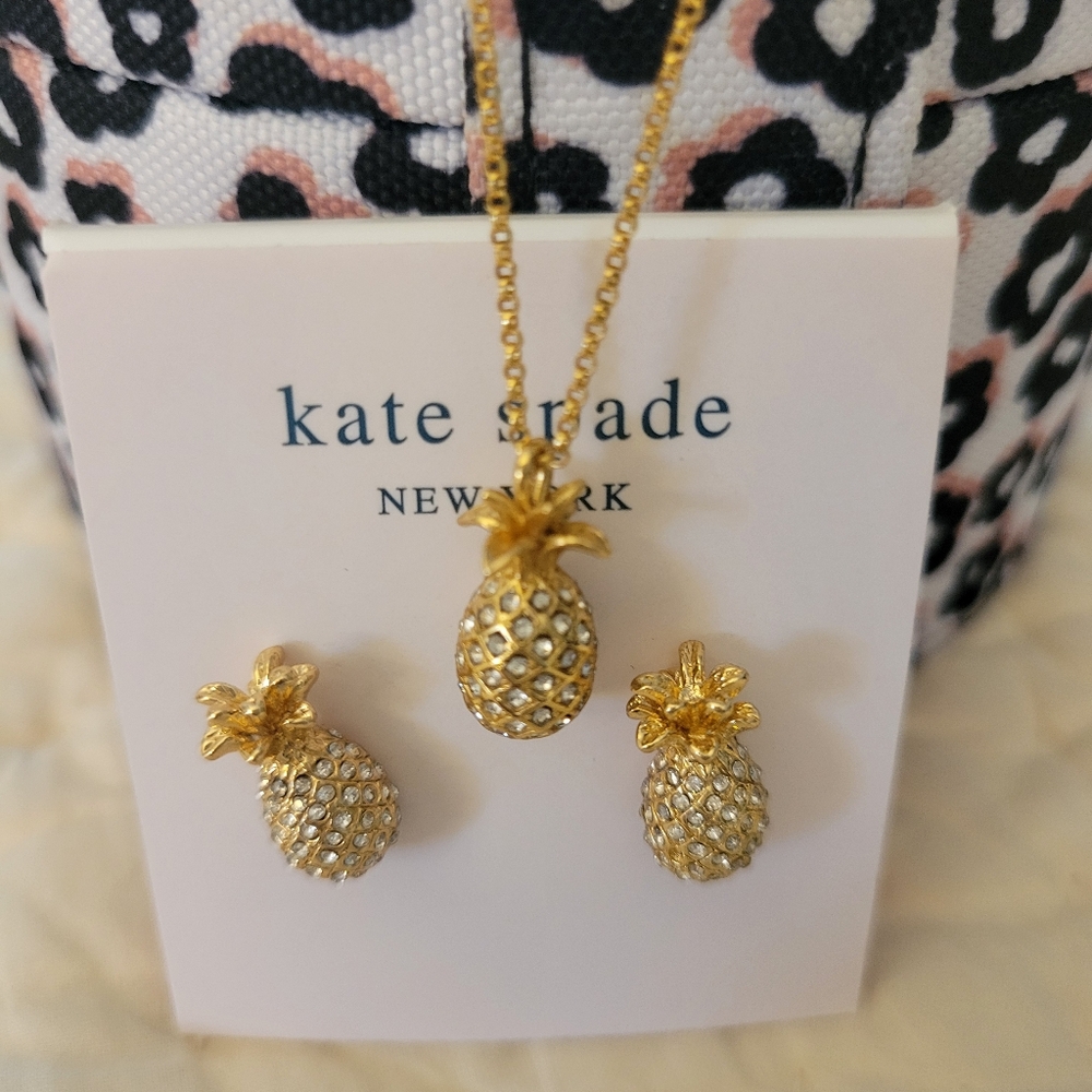 Kate Spade Gold Pineapple Earrings And Necklace